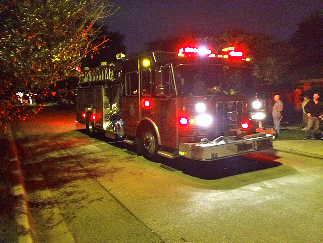 Fire truck arriving.