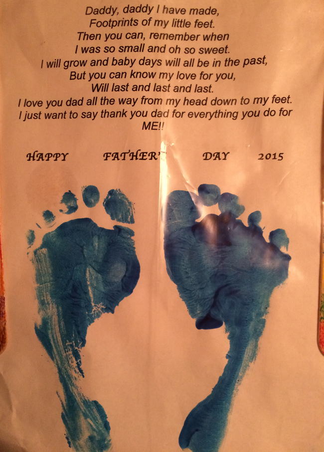 Father's Day Footprints card from my Granddaughter Abby.