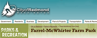http://www.redmond.gov/ParksRecreation/Farrel-McWhirterFarmPark website screenshot