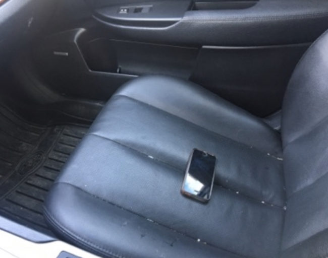 Cell Phone in seat of car