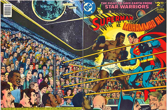 Wraparound cover of Superman vs Muhammad Ali by Neal Adams