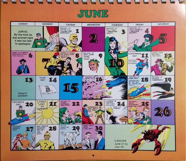 DC Comics Calendar - Month of June
